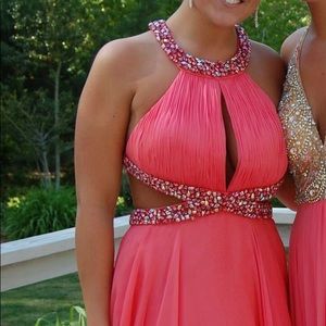 Beautiful Jovani coral prom dress